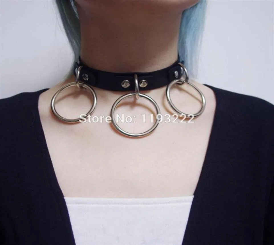 Punk Amo Heavy Duty 3 O Round Metal Circle Necklace Real Choker Collar Cuggino Cuggio Chokers6444656