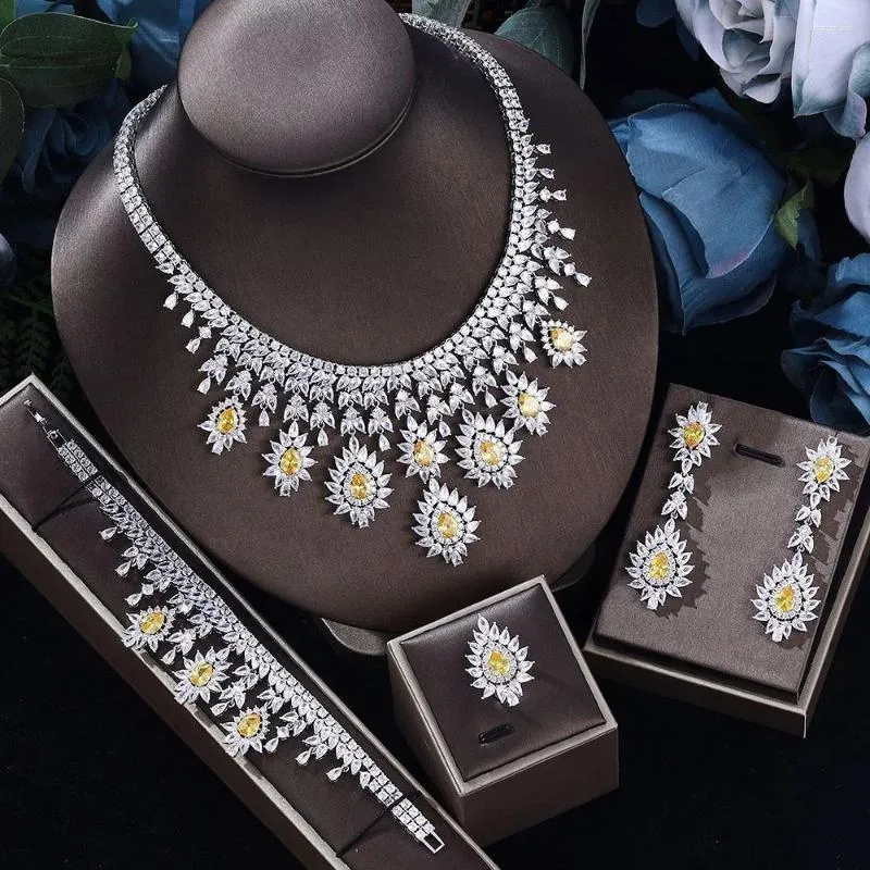 Orecchini da collana set di gioielli di moda Donne CZ Zircon GLE EARRING DUBAI Accessori per feste nuziali da sposa