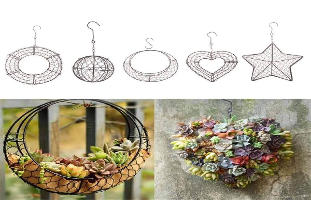 Rustic Iron Wire Wreath Frame Succulent Pot Iron Hanging Planter Plant Holder Plants Are Not Included C11112279142
