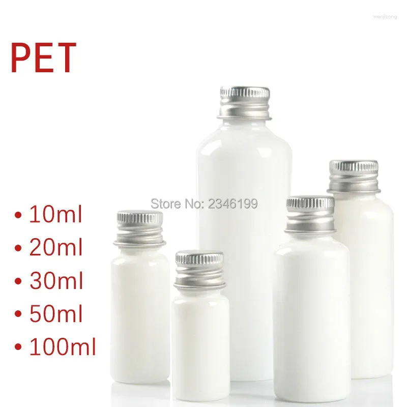 Opslagflessen lege plastic fles 20 ml aluminium deksel container 30 ml roterende verpakking 100 ml witte afdichting 50 ml 50 stks