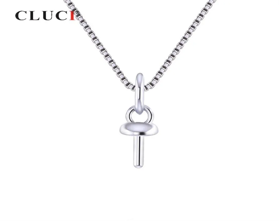 CLUCI 10PCS Small Silver 925 Round Pearl Pendant Mountting For Women Sterling Silver Charms Pendants Jewelry SP402SB C02277604238