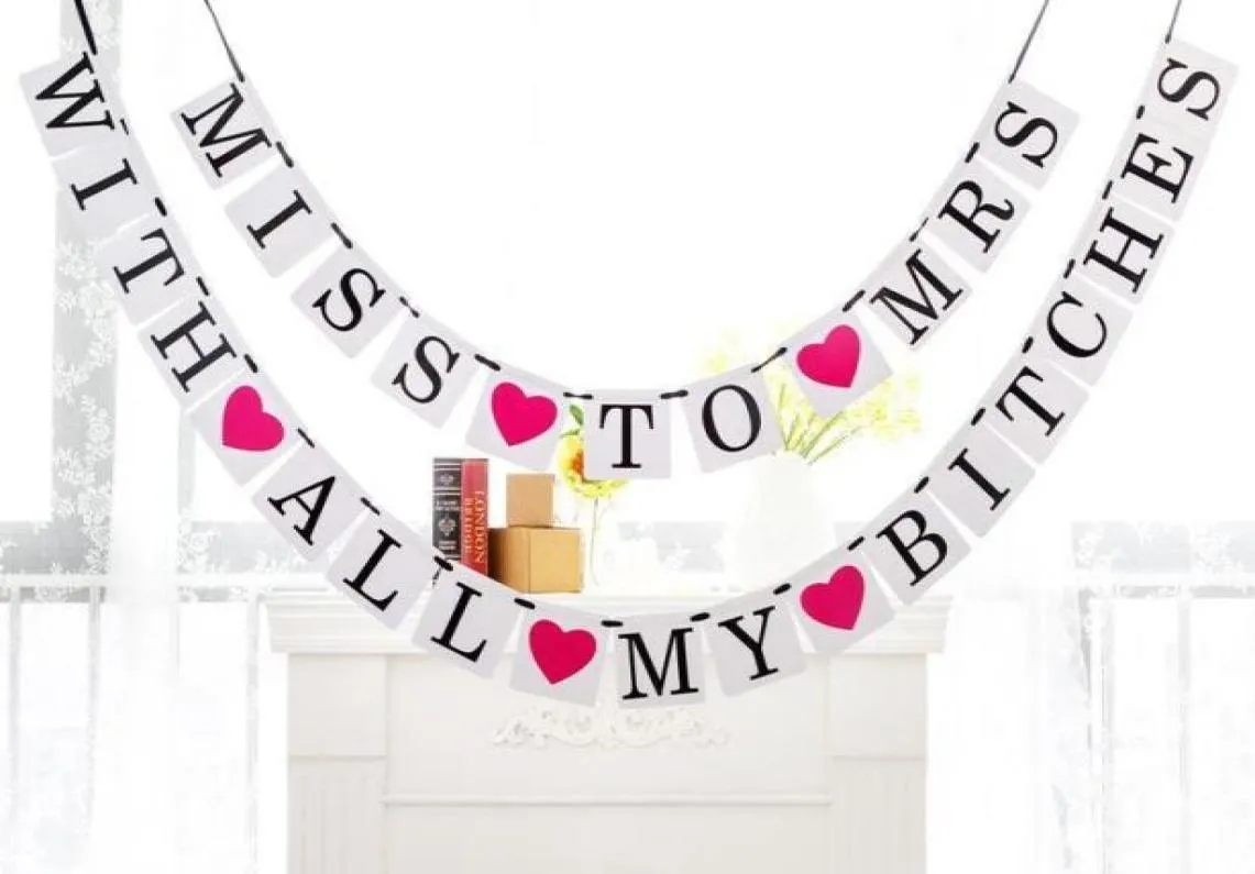 2in1 Miss à Mme Bachelorette Decor Banner Party Decoration02027291