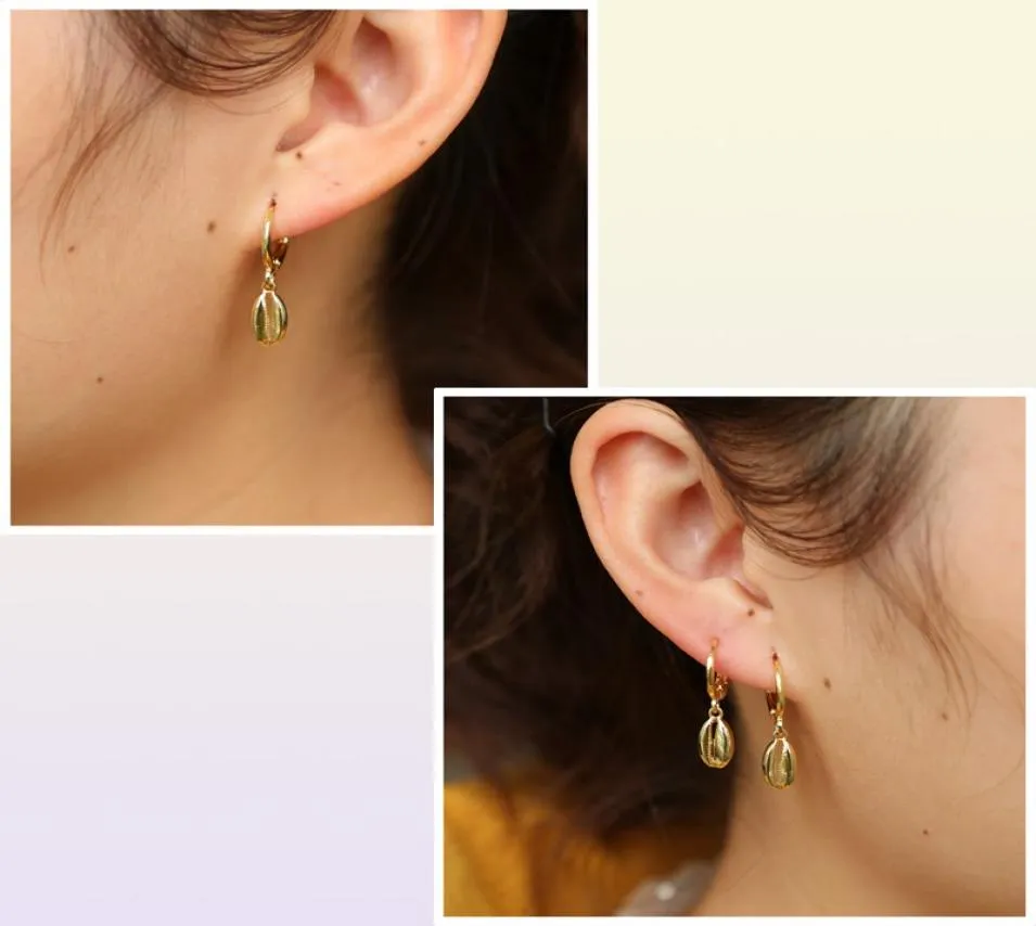 Nouvelle coquille de couleur or brillant Boucles d'oreilles de la personnalité de personnalité de la merde de la merde en forme de mode de mode Oreille d'oreille Boho Jewelry Gift 20191329250