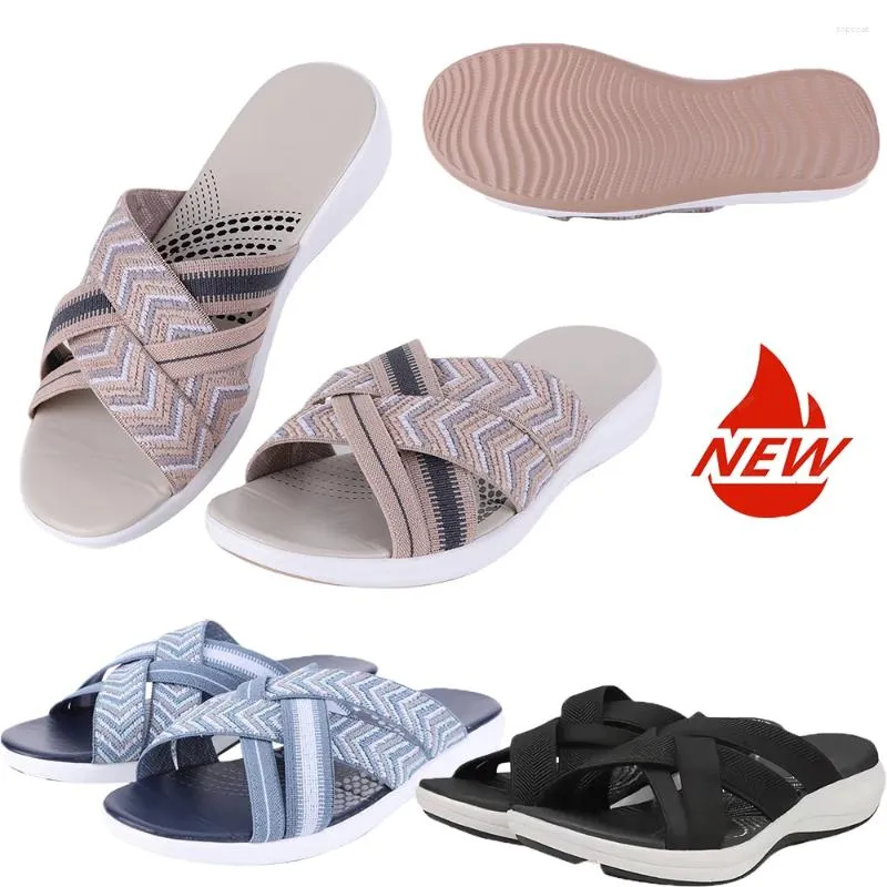 Повседневная обувь летняя женская тапочка на открытом воздухе с открытой трендом Slides Slides Slides Slides Beach Shoes