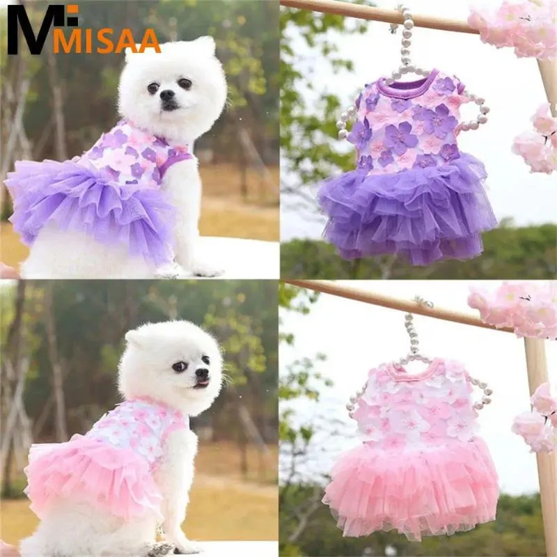 Vestidos de cachorro vestidos princesas beleza de tamanho múltiplo acessórios laváveis roupas de estimação chiffon durável, fofo