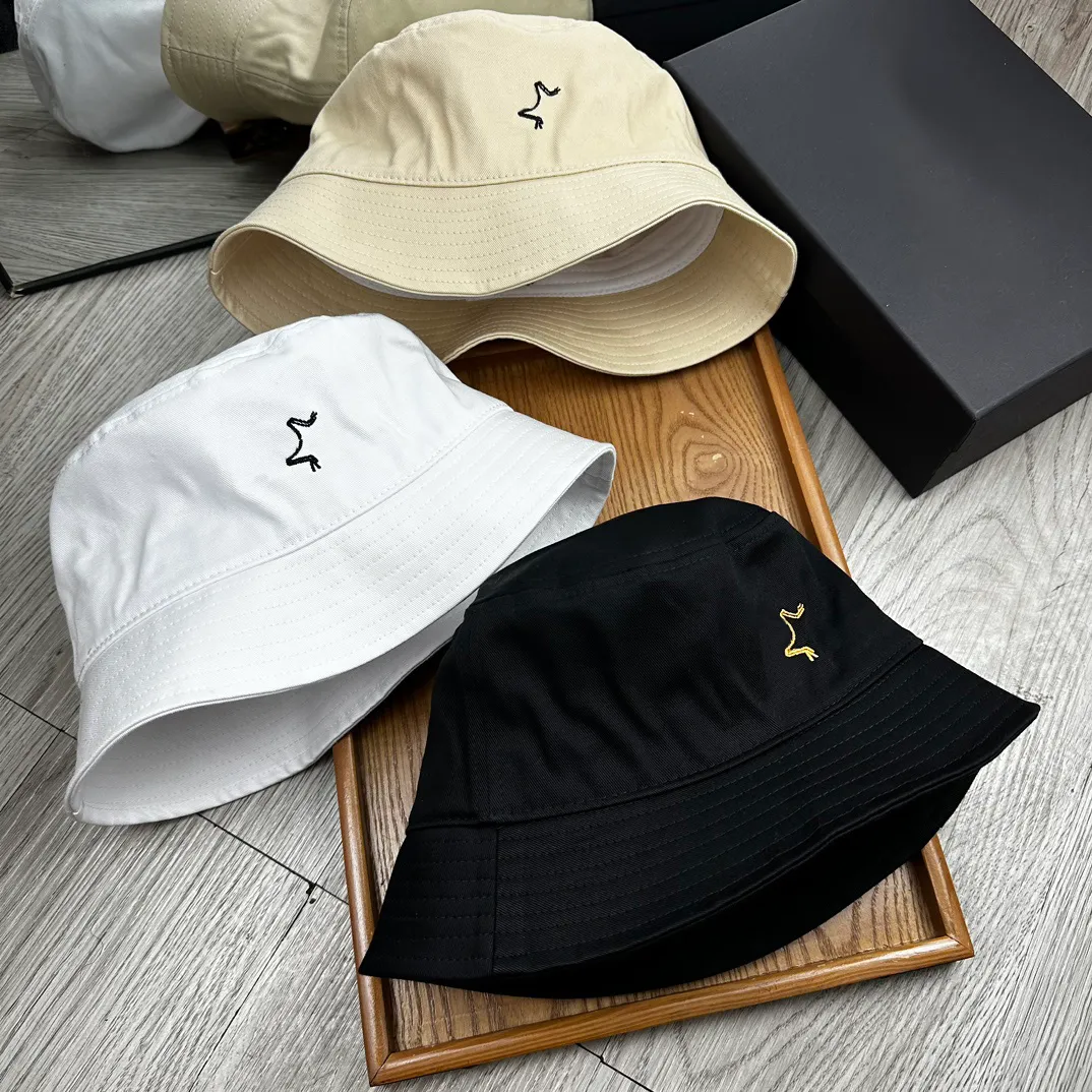 Katoenen emmer hoed/pet zwart geborduurde brede rand hoeden patroon hoed ontwerper mode accessoires boonie zomer vishoeden cap unisex
