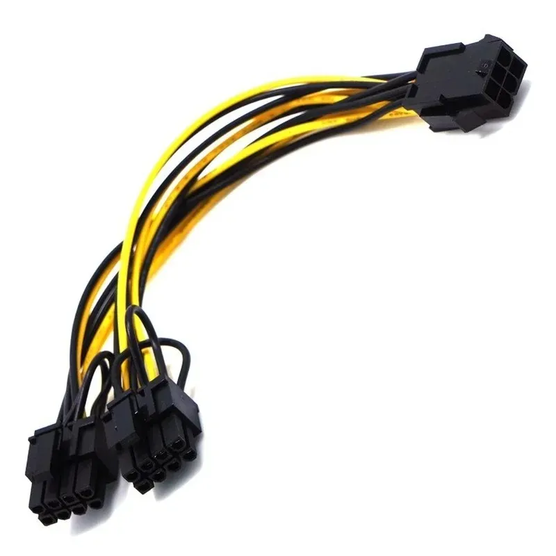 Nuevo PCI-E 6 pines a doble 6+2 pines (6 pines/8 pines) Cable divisor de alimentación Tarjeta de gráficos PCIe PCI Express 6pin a cable de alimentación dual de 8pin para cable de divisor de 6 pines PCI-E