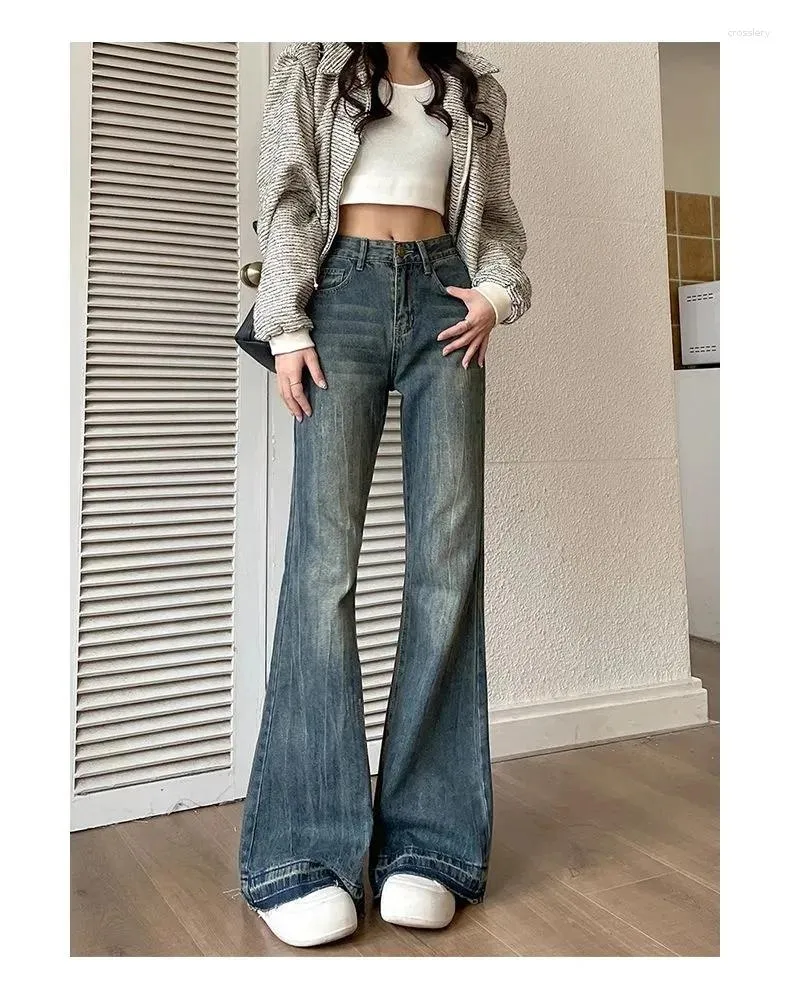 Jeans pour femmes femmes 2000 pour la mode esthétique dames baggy hautes hautes jambes pantalon jean vintage denim slim évasé