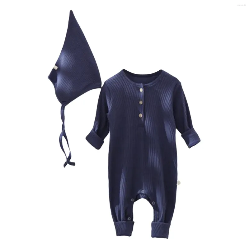 Kleidungssets Kleinkindjungen Mädchen Langarmiger Streifen -Streifen mit Hüten für 0 bis 18 Monate Ärmelkarsch Hemd