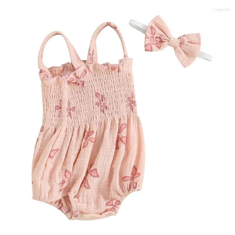 Clothing Sets Pudcoco Born Baby Girls Summer Sweet Romper Infant Pink Sleeveless Floral With Headband 0-18M