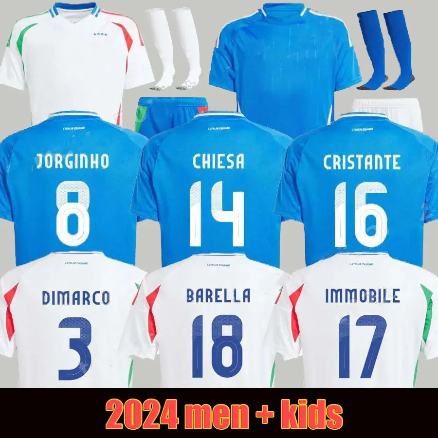 2024 Verratti Soccer Jersey Jorginho insigne Verratti Bonucci Men Kids Football Shirts Chiesa Barella Chiellini Pellegrini Sanniniversary