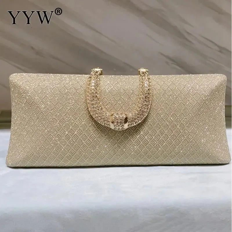 YYW Evening Bags for Women Fashion Gold Luxury Clutches and Purse Chain Shoulder Handbags Banket Glitter Clutch Sac A Main 240430