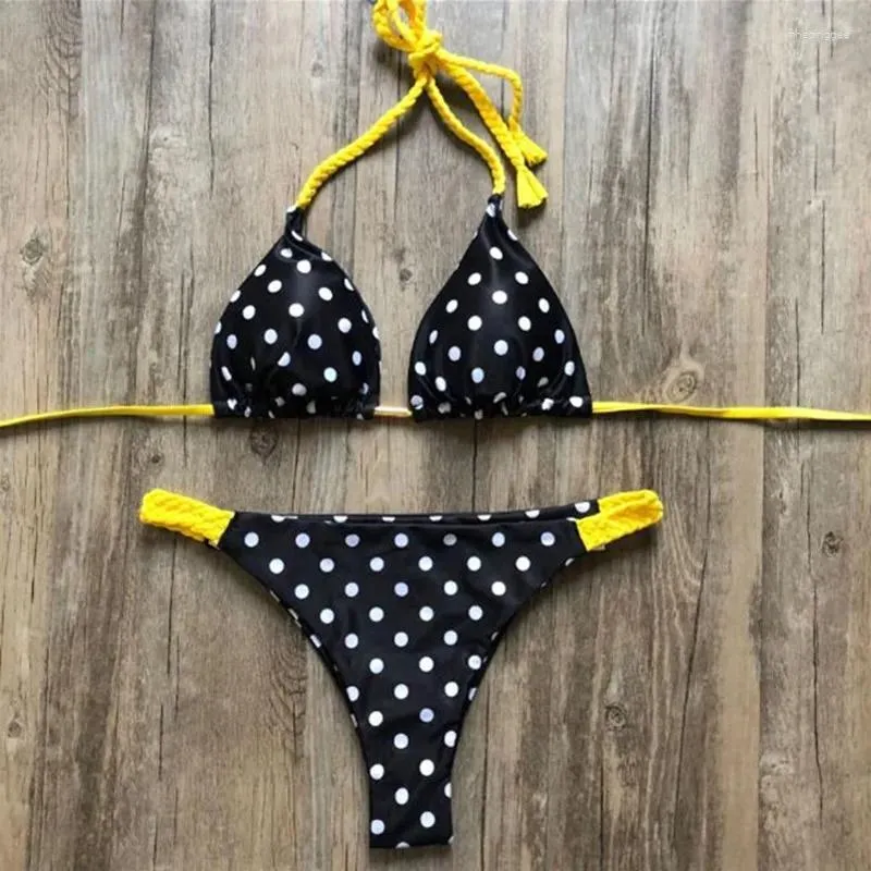Kvinnors badkläder 2024 Sexiga damer Tie Bow Bandage Nacing Up Bh Swim Bikini Women Bading Suit Swimsuit 2 Pieces Set Triangle