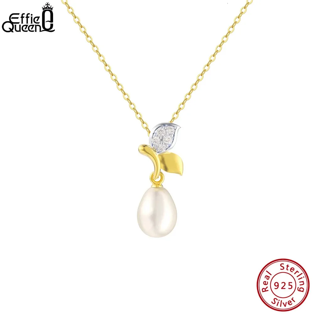 Effie Queen Fashion 925 STERLING Silver Cherry Pendant Natural Natural Freshwater Pearl Collier For Women Girls Party Bijoux GPN43 240425
