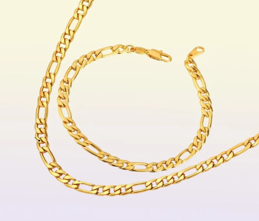 Whole Classic Figaro Cuban Link Chain Necklace 18K Real Gold Plated316L Stainless Steel Fashion Men Jewelry Accessories Punk 2728697