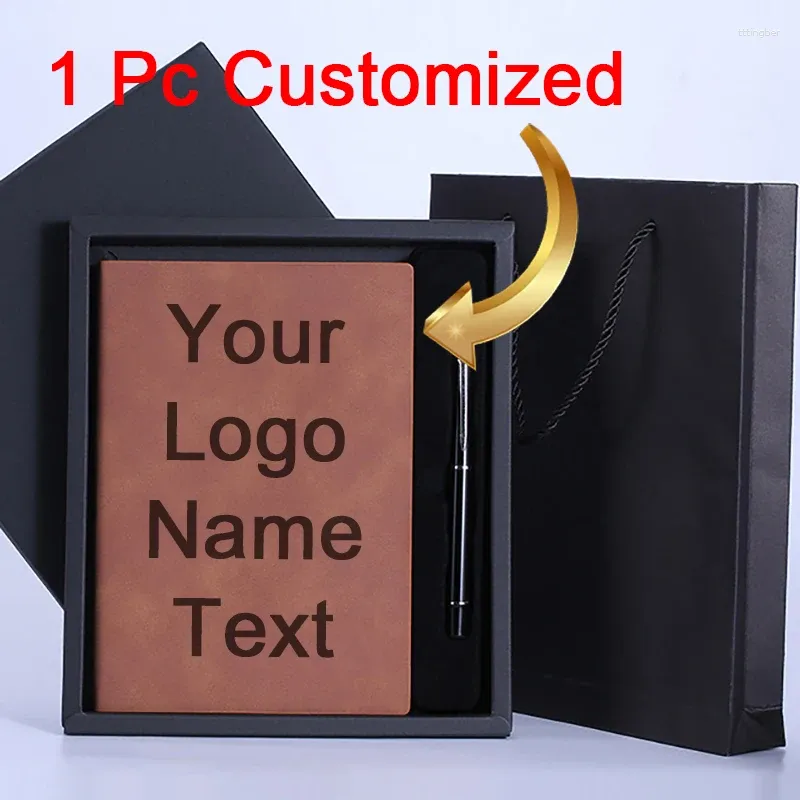 Notebook para negócios de logotipo personalizado papelaria A5 Leather Nome grosso Nome grátis Texto personalizado