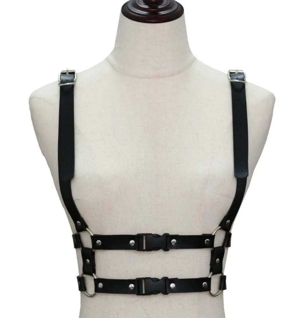 Harnais en cuir goth chaîne de carrosserie punk pour femmes Gartières STRAP BONCAGE HALTERNECK Collier gothique collier d'épaule HARAJUKU PEN4320383