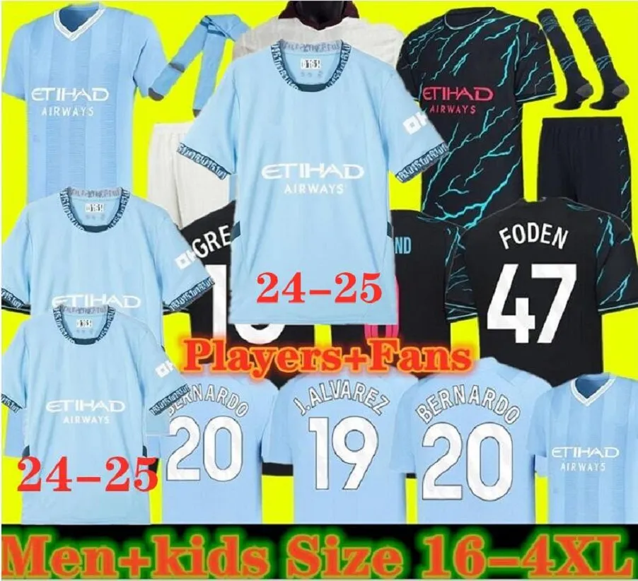 Haaland 23-24 Mancnester Grealish Soccer Jerseys de Bruyne Foden Specialpl 23-24 Мужской детский комплект город Терлинг Ман Города Махрес Г. Джисус Футбольные рубашки форма