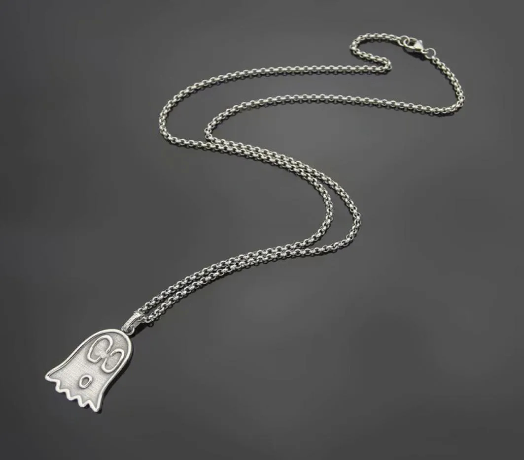 New Listing Retro Style Men Lady Brass Engagement Long Necklace With Carving G Letter Elves Spectre Ghost Pendant7398376