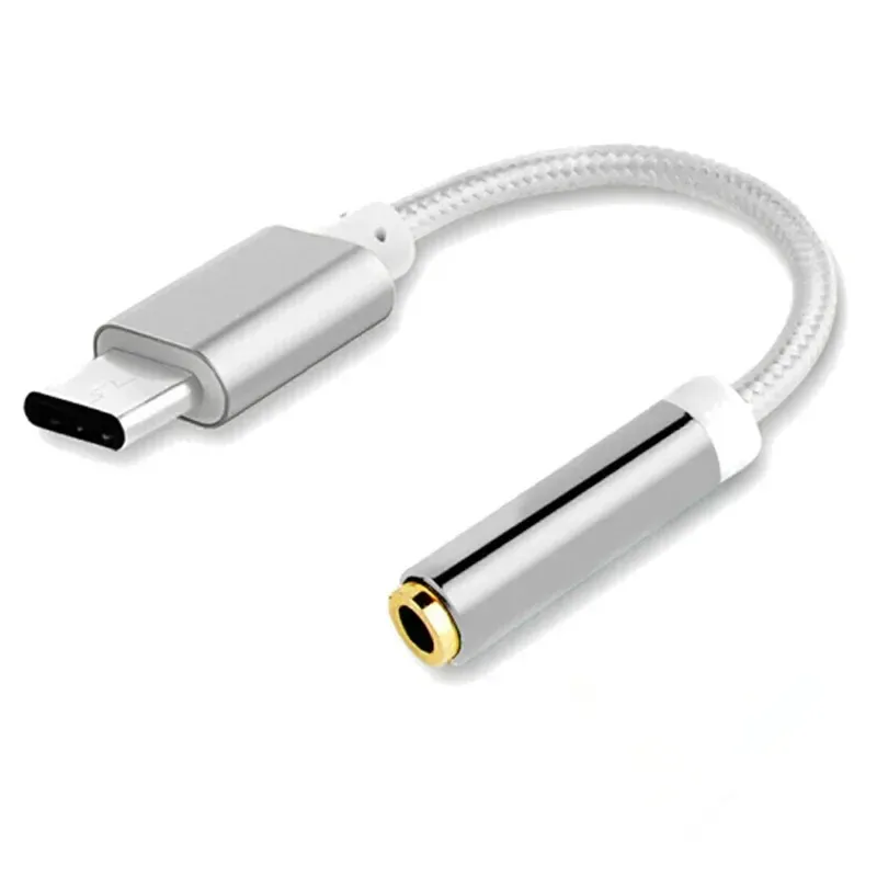 USB -typ C till 3,5 mm ljuduttagadapter för trådbundna hörlurar som ansluter mobiltelefoner Typ C till hörlurar Kabelomvandlare
