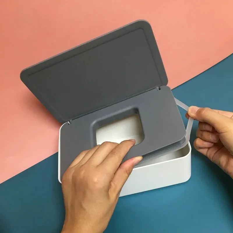 Decisión de papel húmedo de papel húmedo cochecito de caja de plástico portátil de plástico servilleta soporte para la caja de la caja recipiente para bebés cuidado con tapa a prueba de polvo