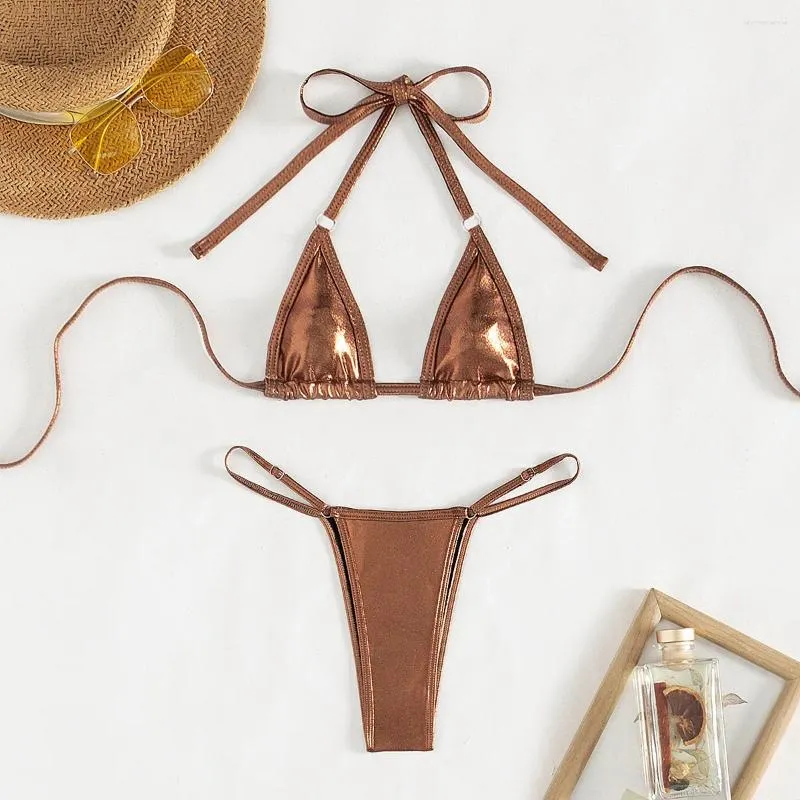 Moda de banho feminina Sexy Micro Mini Bikinis Bikinis Brown