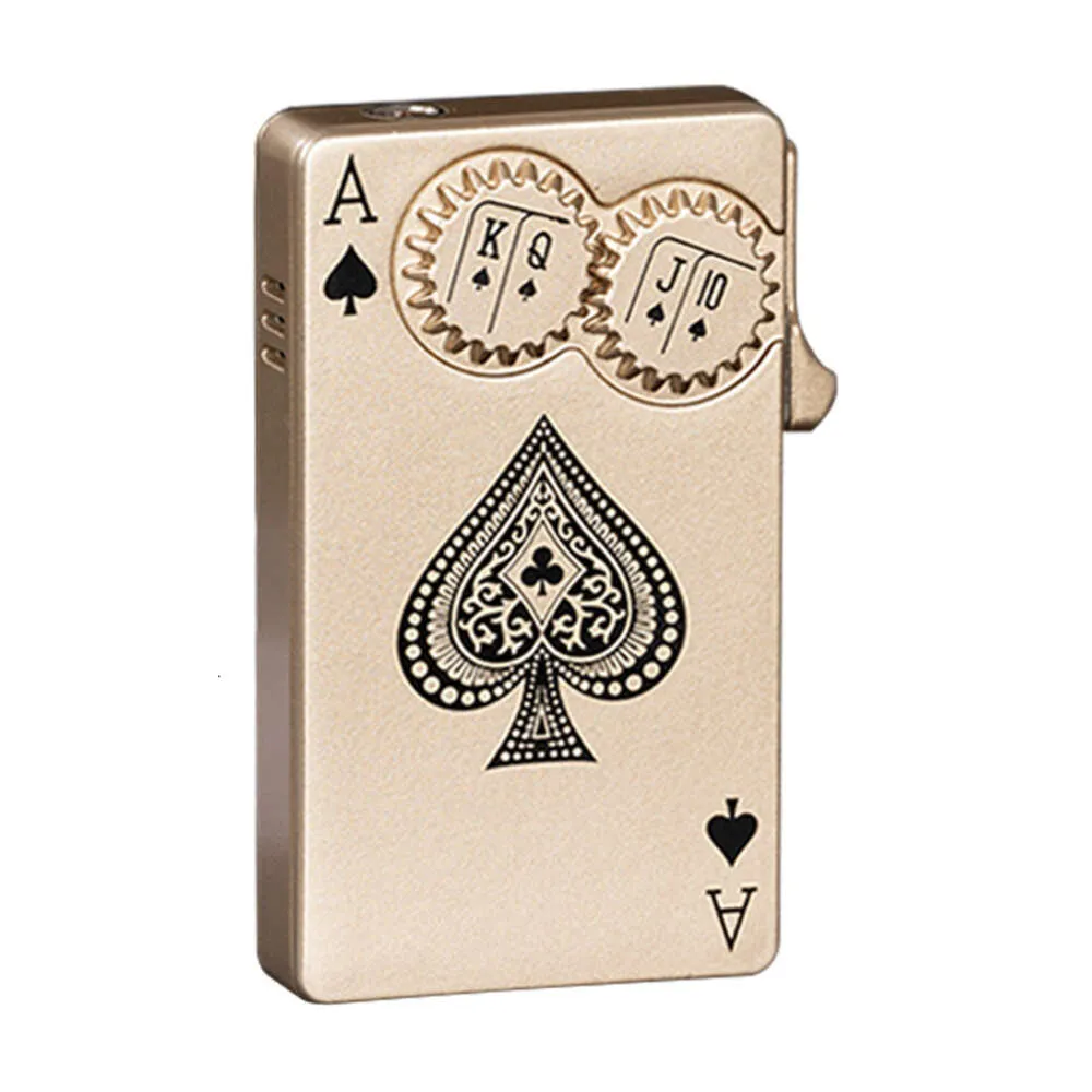 Gear Poker Iatable Green Fire Windproof Lighter Creative Playing Card Metal Lighter