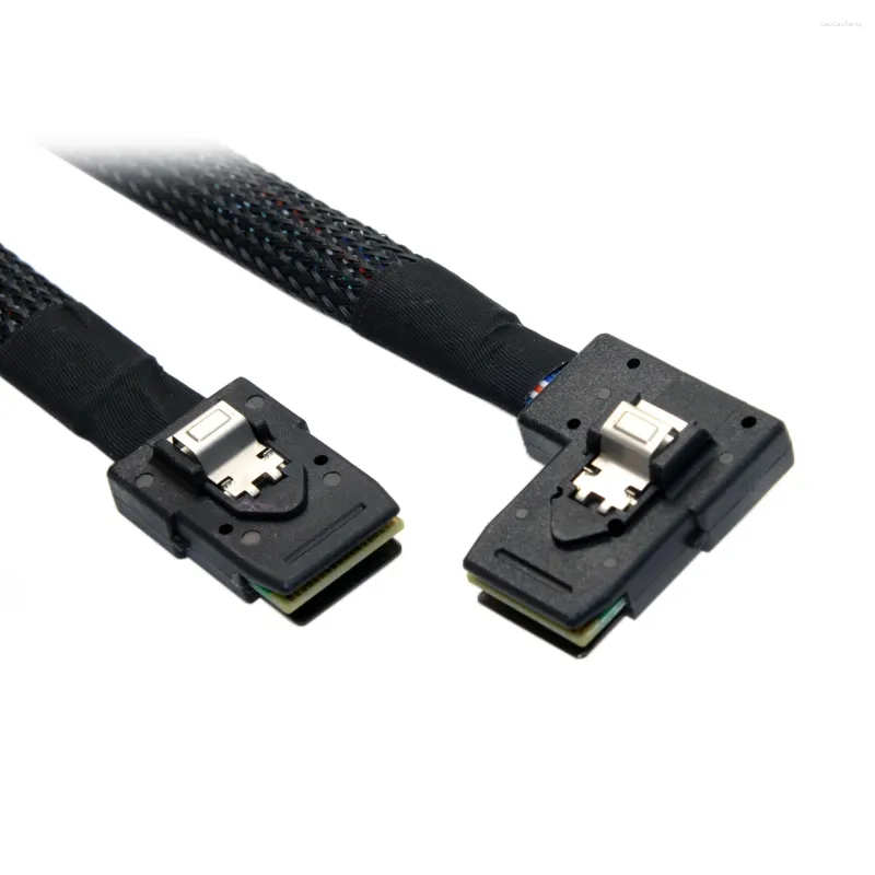 Kable komputerowe Cy Ultra Slim Flat lewy kąt 90 stopni Mini SAS 36Pin SFF-8087 do 8087 Data Kabel RAID 80CM