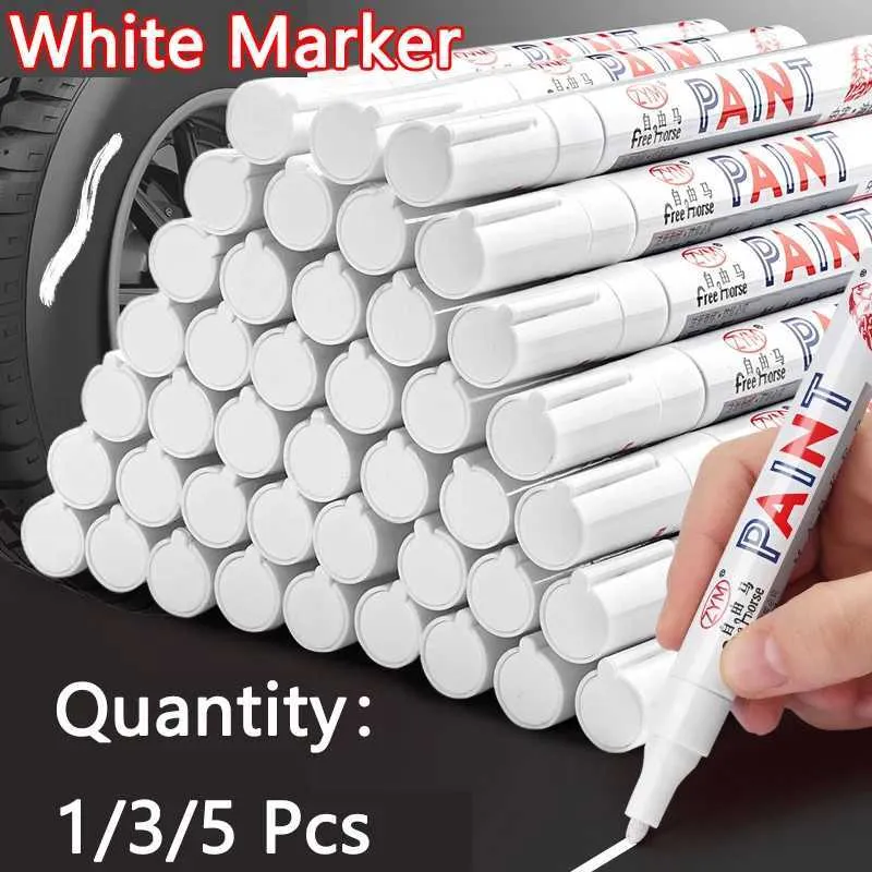 Markers witte marker set 2,0 mm waterdichte witte gel pen diy graffiti markering briefpapier schrijven schoolbenodigdheden borstell2405