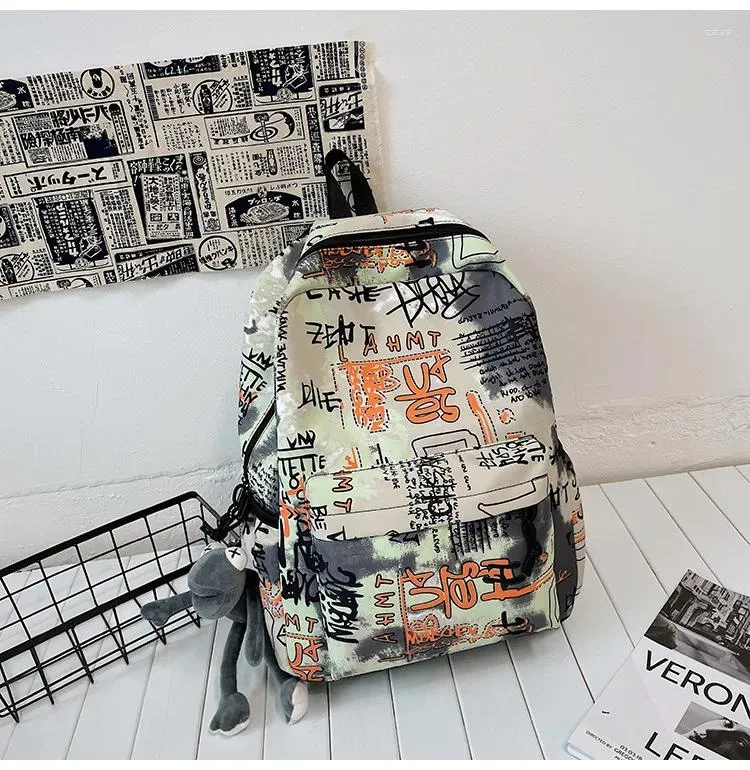 Large Capacity Junior High School Backpack for Students 2024 Autumn Printed Fashion Personality Street Sac