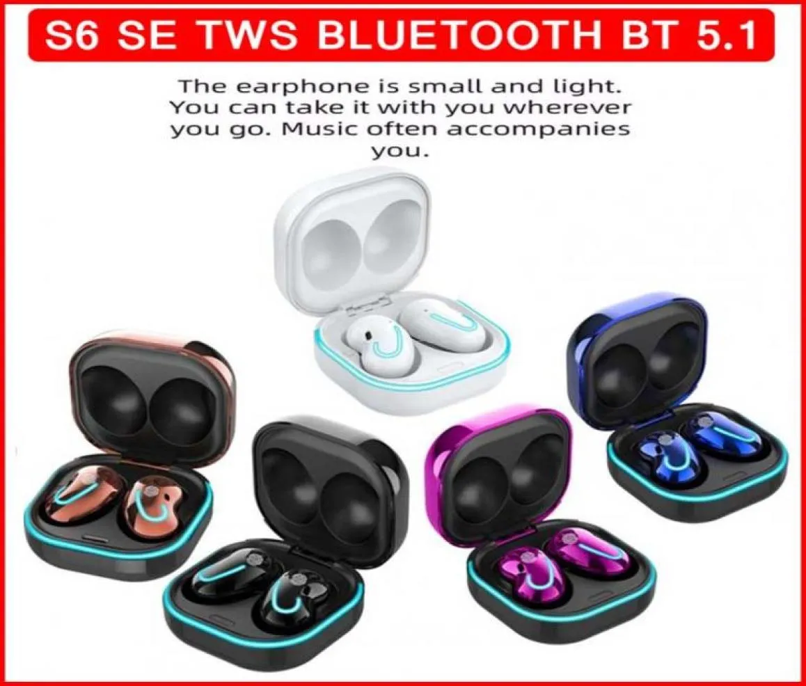 S6 SE TWS Bluetooth Earphone Music Auricolare Auricolare Earbù sportivi per iPhone Huawei Oppo Xiaomi TWS Wireless Headphones6221022