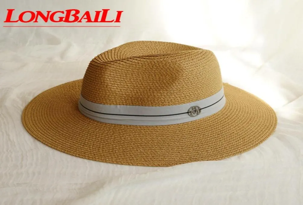 Sommer Frauen mit Breitenkrempe Stroh Fedora Hüte mit Buchstaben Chapeu Feminino Sun Beach Caps SDDS1272124565