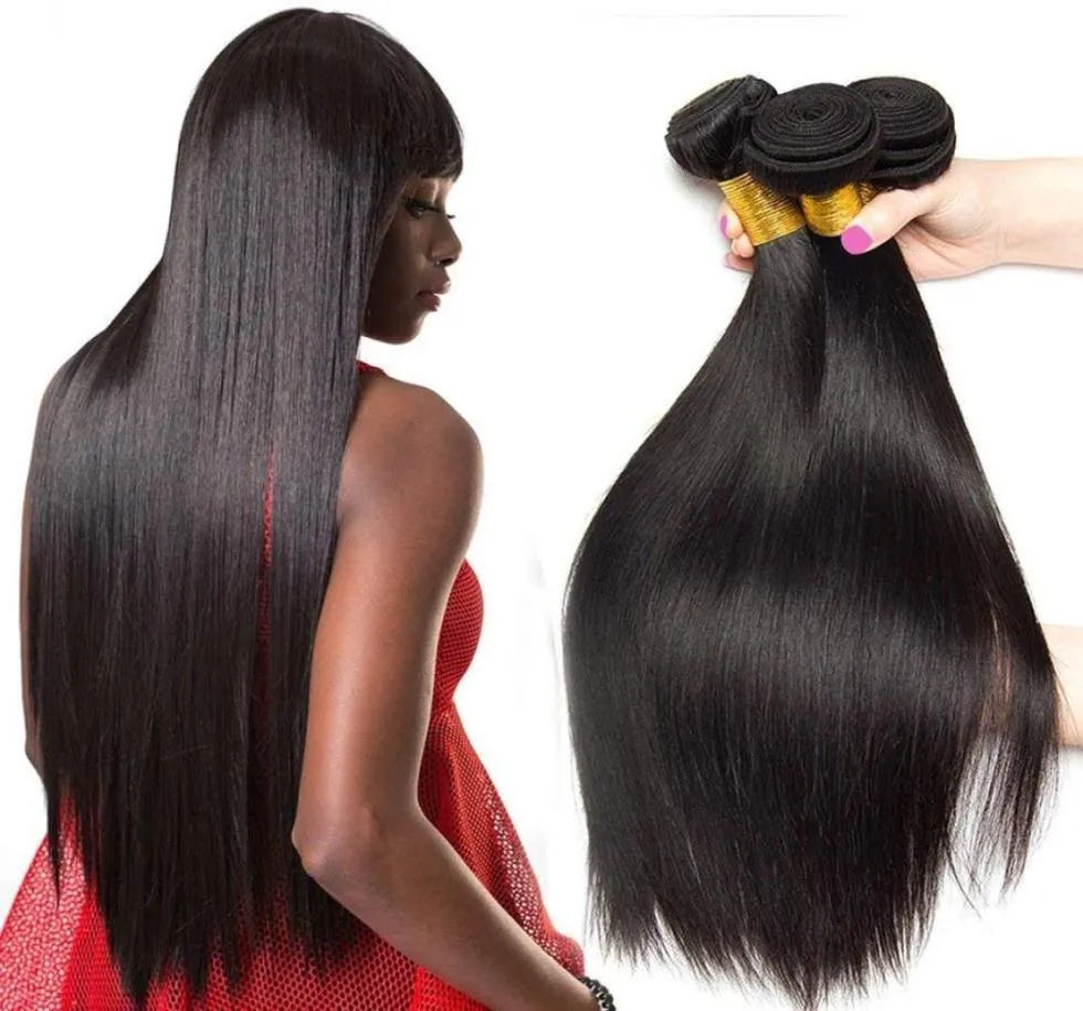Brazilian Straight Unprocessed Human Virgin Hair Weaves 3 Bundles 100gbundle Natural Black Color 1B Dyeable7388417