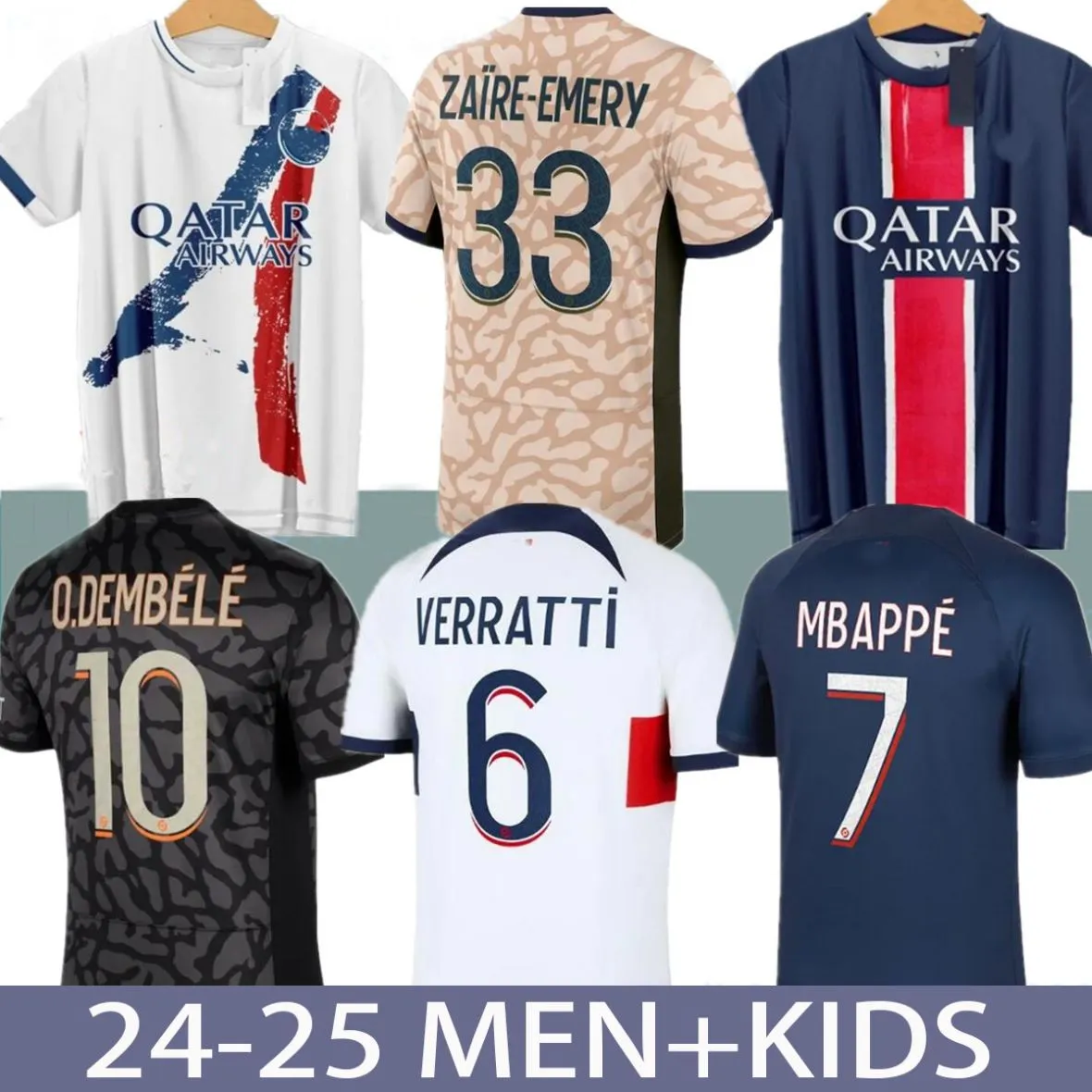 24 25 Maillot Mbappe Football Jersey Kids Football Kits 23 24 Spelarversion Training Pre Match Maglia Paris Home Away Hakimi Fabian Vitinha O Dembele Soccer Jerseys