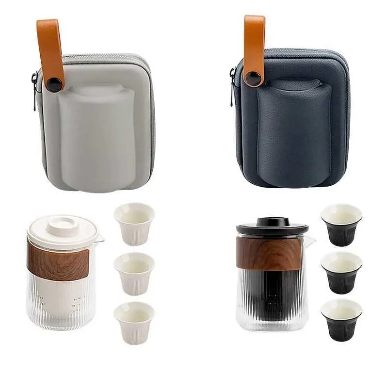 Set di tè teatrali teapot viaggiatore stoffetti di tè portatili in ceramica con custodie trasportate con piccolo filtro in vetro s fiore s