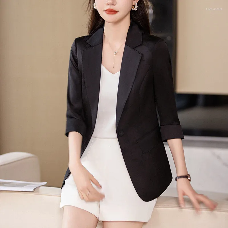 Frauenanzüge formelle elegante Blazers Jacken Mantel halbe Ärmel für Frauen professionelle Frühjahrs -Sommer -Büroarbeit tragen Outwear Tops Plus Size