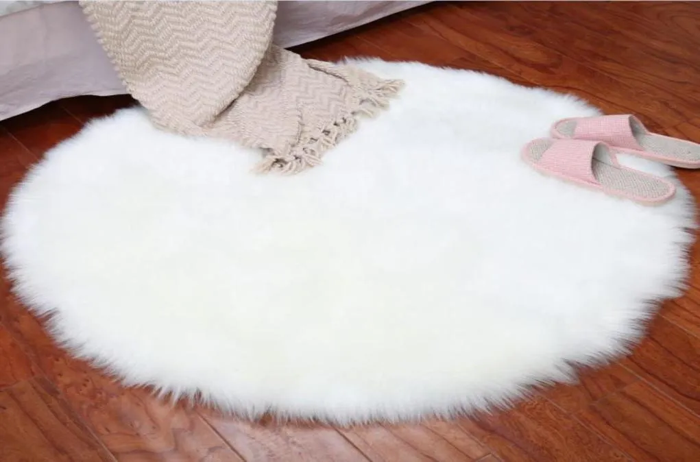 Soft Faux Fur Wool Living Room Sofa Carpet Plush Carpets Bedroom Cover Mattress Xmas Door Living Room Round Rugs Carpets1326732