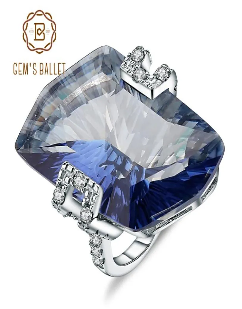GEM039S Балет 2120CT Natura Iolite Blue Mystic Quartz Gemstone Коктейльные кольца 925 Стерлинговое серебро серебряные украшения для женщин 6705206