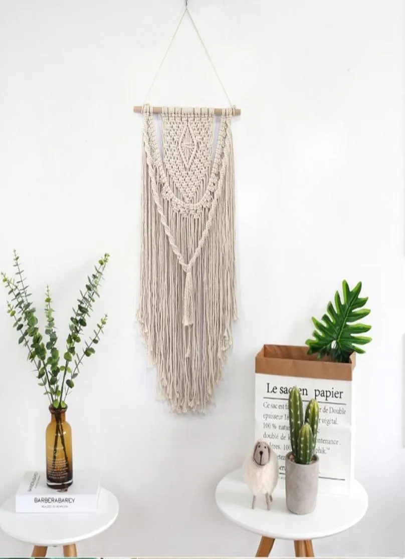 NOUVEAU MALLATE MACRAME nouée à la main Art à la main Coton Mur de coton suspendu avec tissus en dentelle Bohemian Marding Decoration9162336