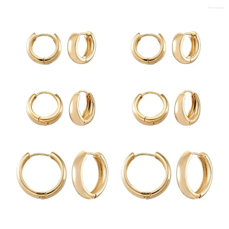 Hoop Earrings 6 Pairs Gold Color Brass Huggie For Women Simple Metal Small Circle Unisex Jewelry