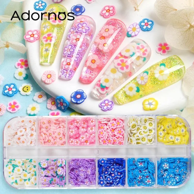 Nagelkonstdekorationer söt tusensköna blommor polymer lera skivor charms diy slime flingor naglar dekor mjuk manikyr leveranser tillbehör