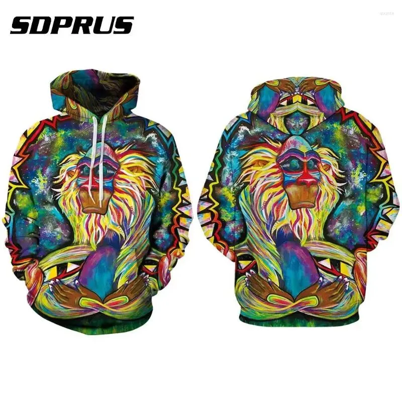 Women's Hoodies Men Women 3D Sweatshirts Wizard Clown Oil Painting Monkey Hooded Graffiti Rasta Elder Sweatshirt