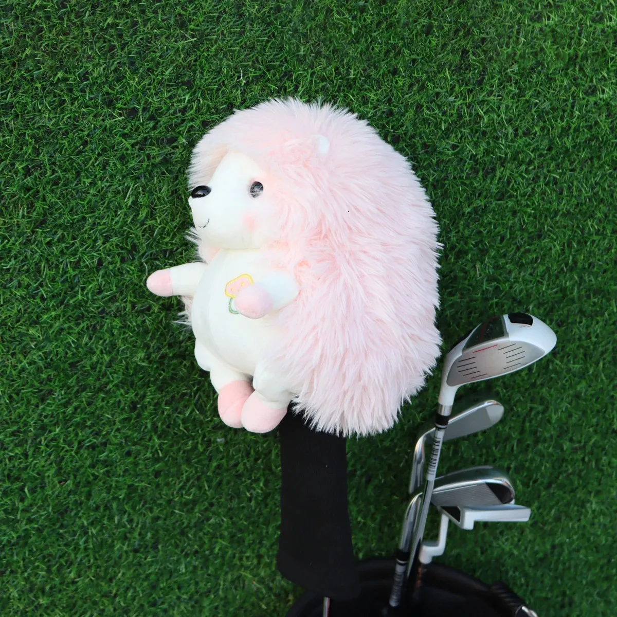 Plush Hedgehog Golf Wood täcker plysch förare djurgolf headcovers roliga golfhuvud täcker samling söt mjuk golfskydd 240415