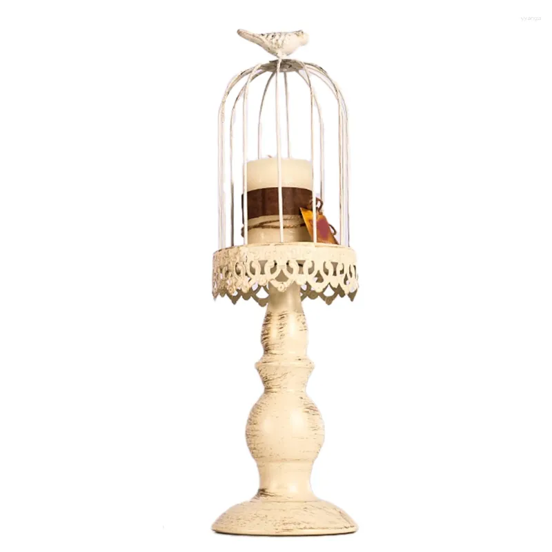 Kerzenhalter Brandhalter Candlestick 30 cm/37 cm Accessoires Bird Cage Design Metall Iron White Farbe Home Dekoration