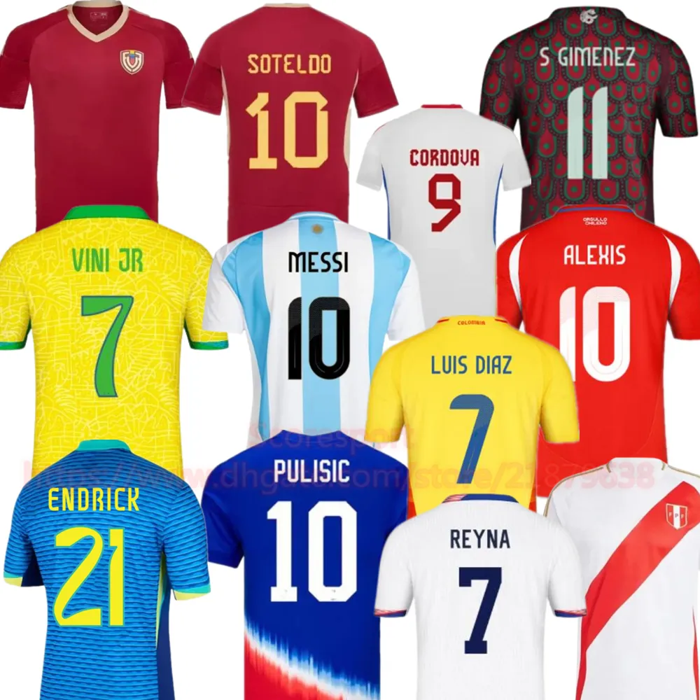 Copa America 2024 Jerseys de football Venezuela Sotelo Uruguay Chili Pérou Luis Diaz James Home Away Football Shirts USA Pulisic Kit 23 24