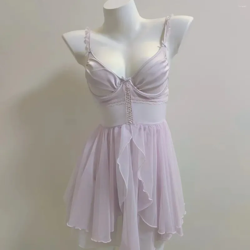 Reggiseni set da donna in pizzo hacciatore seta di seta di seta in seta sottile con pad di corsetto per pigiami estivi in camicia