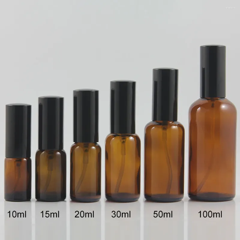 Garrafas de armazenamento garrafa de vidro âmbar de 50 ml com bomba de pulverização de perfume de névoa fina para venda