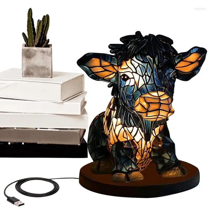 Lampes de table lampe animale 3d Highland Cow Design Nightand Light Western pour la chambre