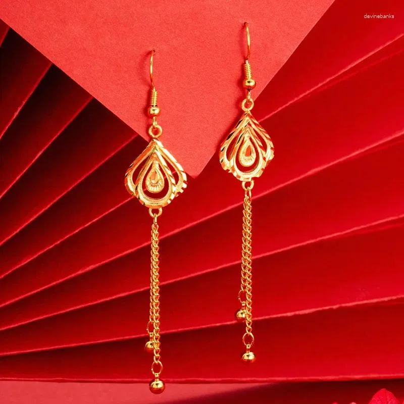 Kolczyki Dangle Real 14k żółte złoto Kolor Długie frędzle kolczyki dla damskiej linii uszu Kobiety Dowody biżuterii Prezenty nie zanikają