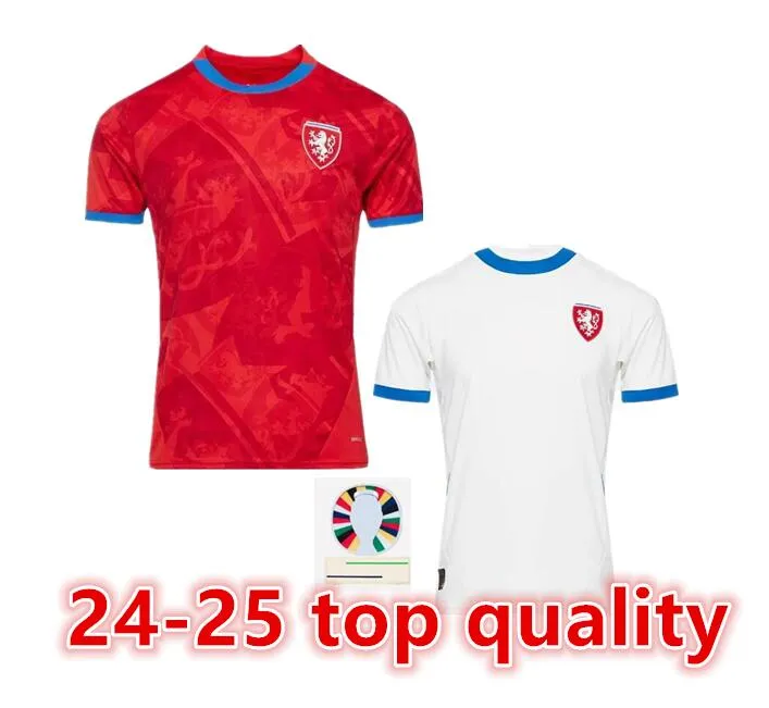 Tchèque République Soccer Jersey 2024 25 Euro Cup National Team Home Away Football Shirts Kit Nedved Novotny Poborsky Chytil Schick Hlozek Soucek Sadilek Lingr Size S - 4xl